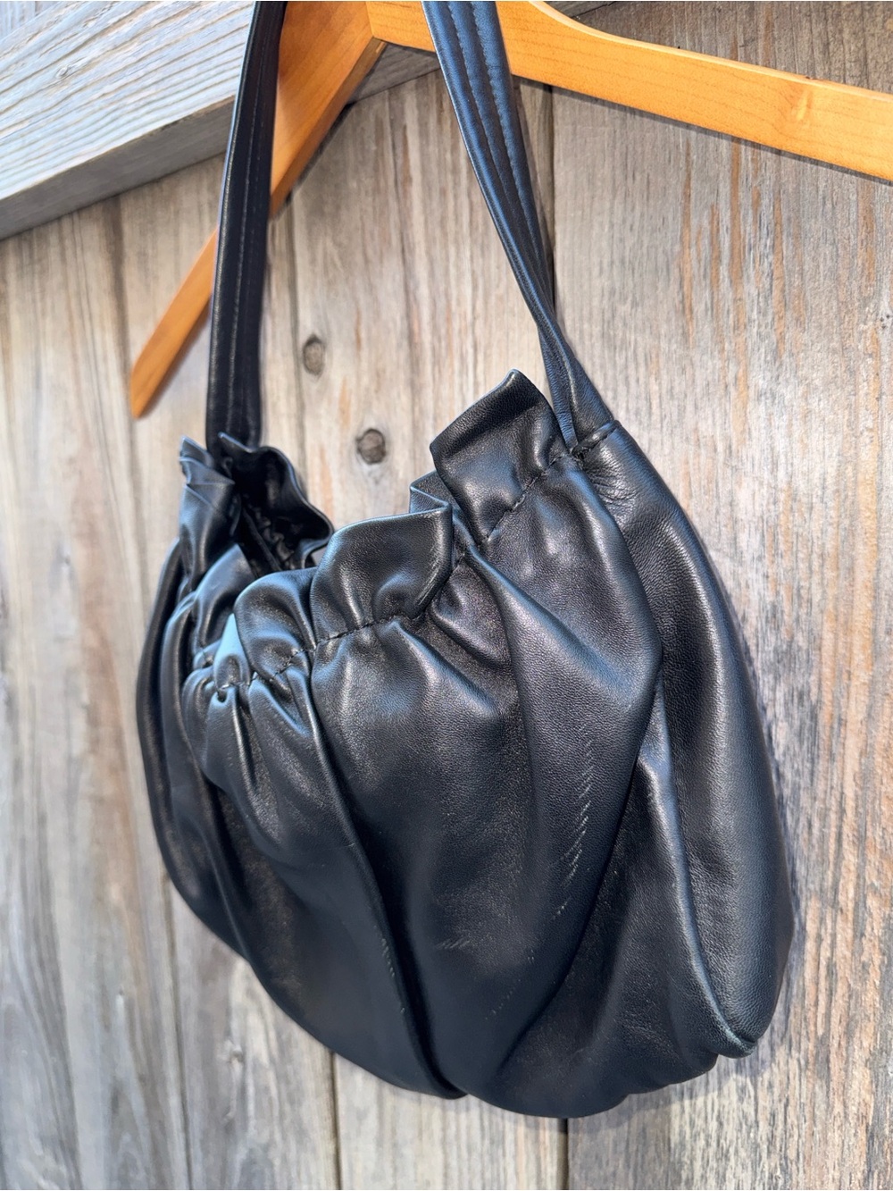 Loeffler Randall Alicia Gathered Baguette Bag in Black Sheepskin Leather - Picture 13 of 16